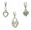 Charm Clip - P35 - 3 Pc Set - Hearts ~ Silver Tone Pewter