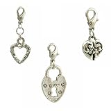 Charm Clip - P35 - 3 Pc Set - Hearts ~ Silver Tone Pewter