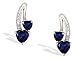 14K White Gold Genuine Heart Sapphire and Diamond Earrings