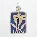 Purple Patina Cat Tail Pendant in Sterling Silver with Brass Dragonfly, #8771