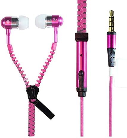 ZhenBaoTian Stereo 3.5Mm Jack Earbuds Earphones With Mic Zipper Earphone Never Tangle Zipper Earbuds Featuring Comfortfit2 Technology (Pink)