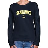NCAA UNC Wilmington Seahawks Ladies Navy Blue Logo Arch Long Sleeve Classic Fit Tee