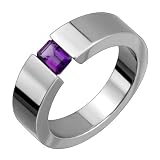 Arion Titanium Ring with Tension Set Amethyst