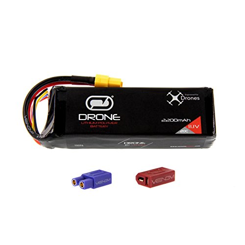 DJI Phantom Battery by Venom 20C 3S 2200mAh 11.1 LiPo with Venom UNI 2.0 Plug. Compatible with XT60 Plug, Deans Plug & EC3 Plug.