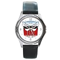 Round Silver Metal Watch of Transformers Vintage Original Autobot Logo (circa 1984) (Autobots)