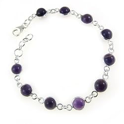 Handmade Jewellery From India Sterling Silver Amethyst Bracelet 7.75 inches