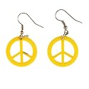 Peace Sign Earrings - Acrylic 1 Inch Diameter - Yellow