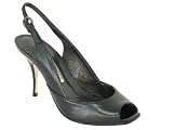 Buffalo 9377-370 Damen Sling Peep Toe Glattleder, schwarz (black)