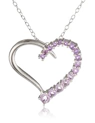 Sterling Silver and Amethyst Heart Pendant Necklace, 18"