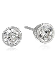 Sterling Silver Swarovski Zirconia 1 cttw Bezel Stud Earrings