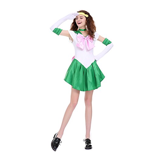 Angelaicos Womens Color Block Bowknots Costume Dress (M, Green)