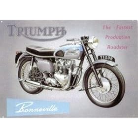 CLASSIC BRITISH MOTORBIKES - TRIUMPH BONNEVILLE - OFFICIALLY LICENSED STEEL METAL ADVERTISING WALL PLAQUE SIGN - 30CM X 41CM FUN GIFT