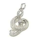 Buy Sterling Silver Cubic Zirconia music treble clef Iced Out Pendant by A Great Jewelry Co.