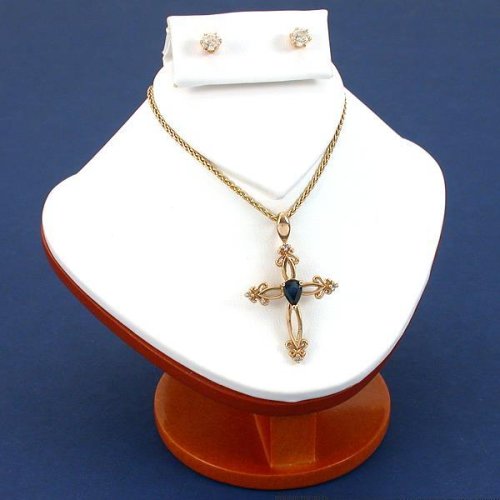 White Leather Necklace Pendant Earring Bust Display New