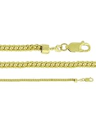Sterling Silver Yellow Gold Tone Hollow Franco Link Lobster Clasp Chain Necklace 2.8MM 40"