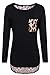 Meaneor Women's Long Sleeve Loose Leopard T-Shirt Tops Hi low Blouse With Pocket
