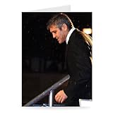 George Clooney - Greeting Card (Pack of 2) - 7x5 inch - Art247 - Standard Size - Pack Of 2