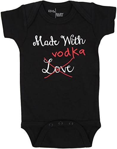 "MADE WITH VODKA / BEER / TEQUILA" Bodysuit in Black by ED G Baby (12-18 M, VODKA)