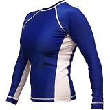 Women's Grappling Rash Guard - Long Sleeve - Blue and White