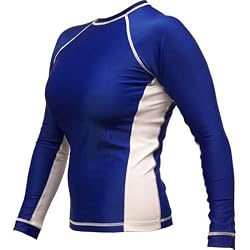 Women's Grappling Rash Guard - Piranha Gear - Long Sleeve - Blue and White