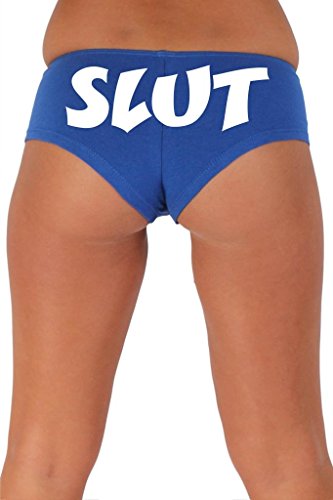 Women's Juniors White SLUT Print Booty Shorts