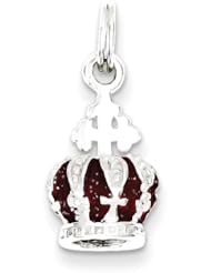 Sterling Silver Red Enameled Crown Charm