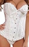 Corset Buy Slashing Sexy V White Brocade Overbust Corset