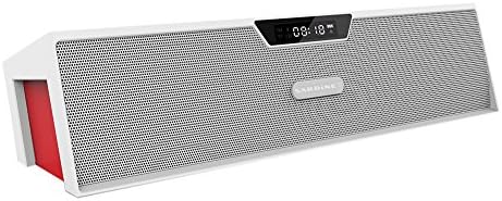 SDY-019 Portable Wireless Bluetooth Stereo Speaker with Dual Speakers and Bass Resonator, FM Radio, Built-in Mic, LED Display, Alarm Clock, 3.5 mm Audio Jack, support TF card/Micro SD card and USB Input, 35ft Bluetooth Range, 8 Hours Playtime, support MP3, WAV, WMA, APE, FLAC Format of Audio File (White)