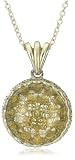 14k Yellow Gold Faceted White Quartz Pendant w/ Pave-Set Yellow Diamonds