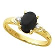 14K Yellow Gold Onyx and Diamond Ring
