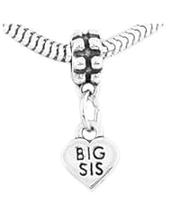 Sterling Silver Big Sis Heart Dangle Bead Charm