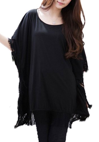 (ゴールドジャパン)Goldjapan 大きいサイズ レディース ワンピース ポンチョ 風 ドルマンスリーブ ブラック