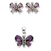 Sterling Silver Marcasite and Purple CZ (Cubic Zirconia) Earring and Pendent Set