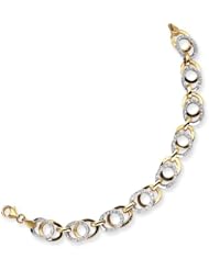 14k Two-Tone Gold Diamond Fascination 7.5in Link Bracelet w/ Gift Box. Wt- 8.5g