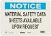 Master Lock S22000 10" Width x 7" Height Polypropylene, Blue and Black on White Safety Sign, Header "Notice", Legend "Material Safety Data Sheets Available Upon Request"