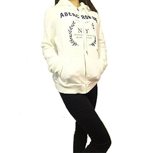 アバクロンビー&フィッチ Abercrombie & Fitch アバクロ レディース フード パーカー ロゴ ホワイト Mサイズ [並行輸入品]