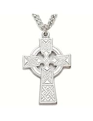 .925 Sterling Silver Celtic Cross Pendant Necklace Celtic Jewelry Celtic Gift Boxed w/Chain Necklace 24" Length Gift Boxed