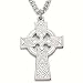 Sterling Silver 1 Engraved Polished Celtic Cross Necklace on 24 Chain