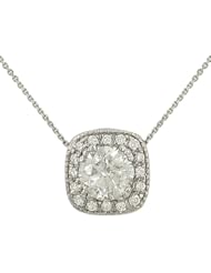 Halo Pave Diamond Pendant w/Round Center on Chn 1.21ct