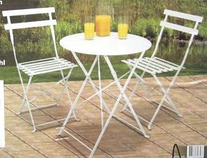 Sitzgruppe Gartentisch mit 2x Klappstühlen Balkon Klapptisch Stuhl Tisch