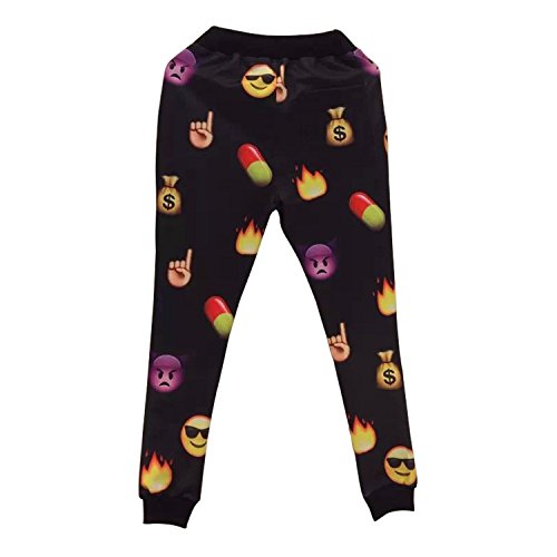 Voglee Emoji Black 3d Sweatpants Joggers