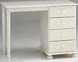 Dressing Table with 4-Drawers and Bun Turned Feet, White