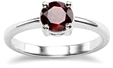 Sterling Silver Round Garnet Ring