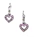 Catherine Popesco Sterling Silver Plated Open Heart Drop Earrings with Pink Pave Swarovski Crystal