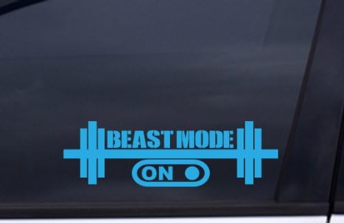 BEAST MODE ON Sticker (design#2) BLUE 9"x2.75" Free Shipping
