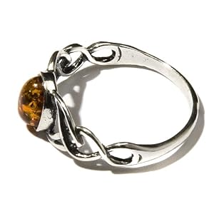 Sterling Silver Amber Celtic Love Knots Ring