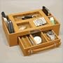 Executive Style BB587TAN Genuine Tan Leather Valet Case Box with Pen and Watch Drawer Holds Jewelry, Cufflinks and more!