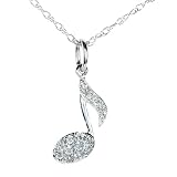 1/10 Carat TW Diamond Musical Note Pendant in 14k White Gold with 18 Chain