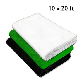 LimoStudio Muslin Muslin Protectors, (1) of 10' x 20' White Photo Muslin Protector, (1) of 10' x 20' Black Photo Muslin Protector, (1) of 10' x 20' Green Chroma key Photo Muslin Protector, AGG425