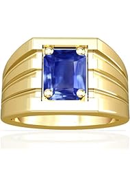 14K Yellow Gold Emerald Cut Blue Sapphire Solitaire Ring (GIA Certificate)